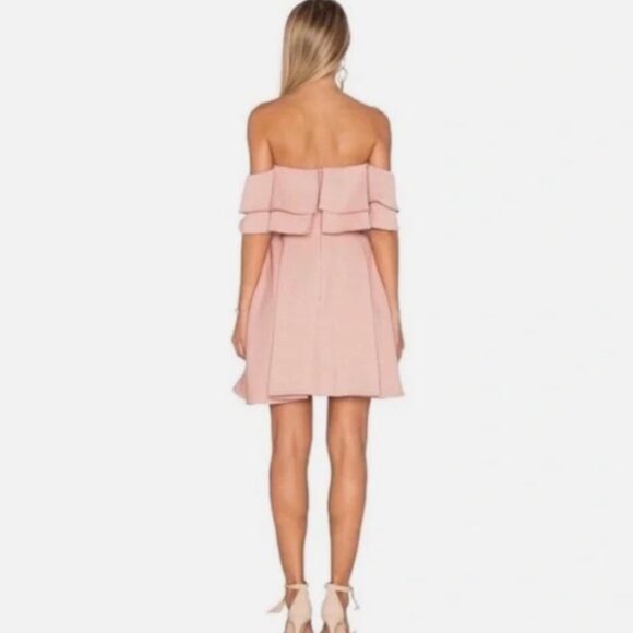 Keepsake the Label Blush Pink Ruffle Off Shoulder Mini Dress Size Small - Picture 2 of 6